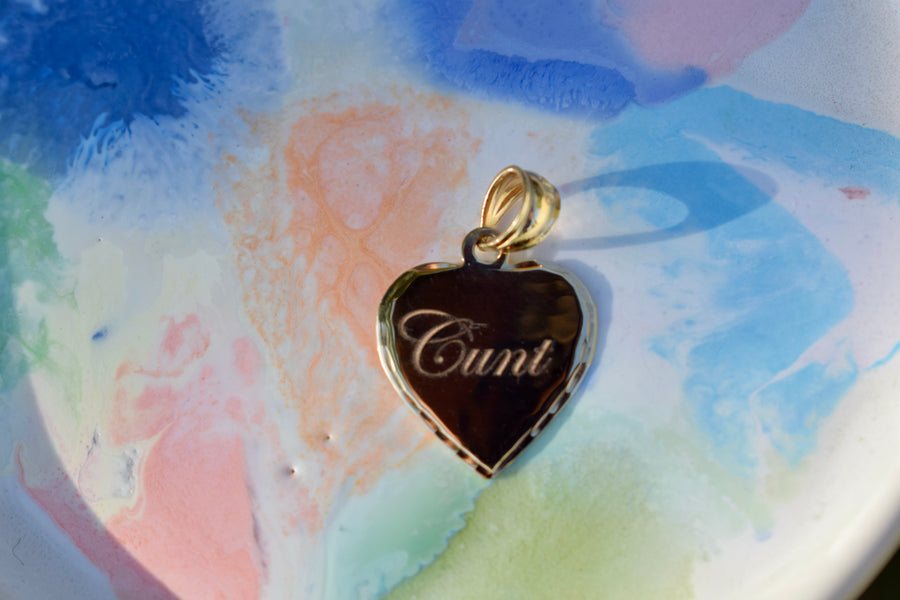 Vintage 14k "Cunt" Engraved Heart