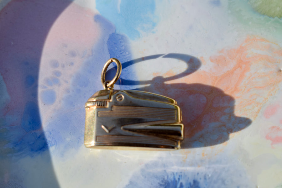 Unusual Vintage English Hallmarked 375 9k Lighter Pendant