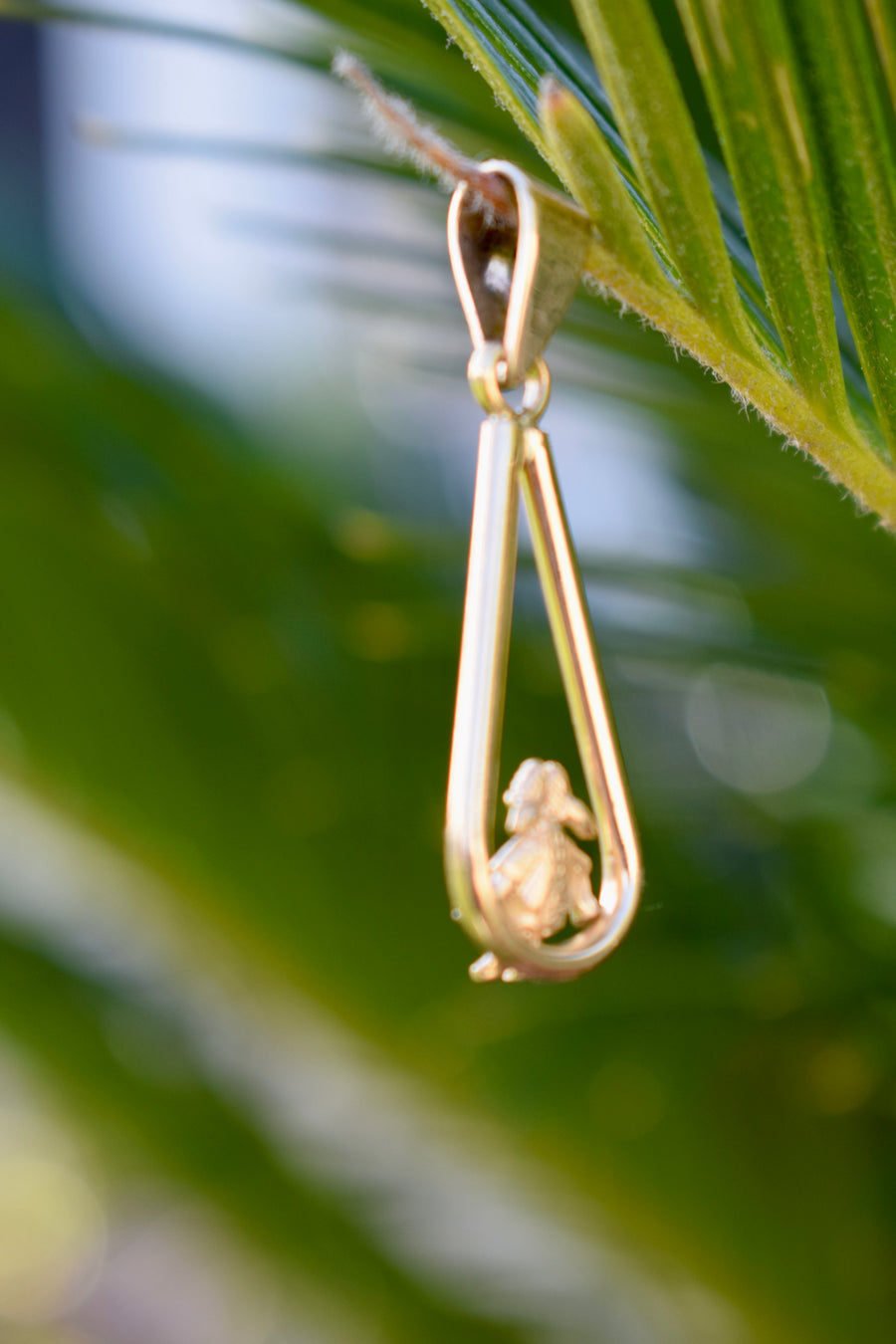 Little Girl on Swing 14k Vintage Designer Pendant