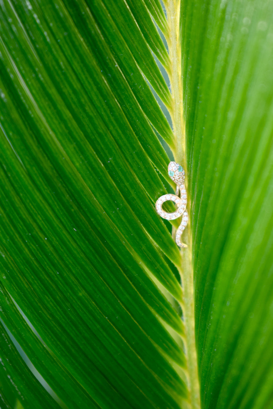 Vintage 14k Diamond Snake Crawler with Emerald Eyes