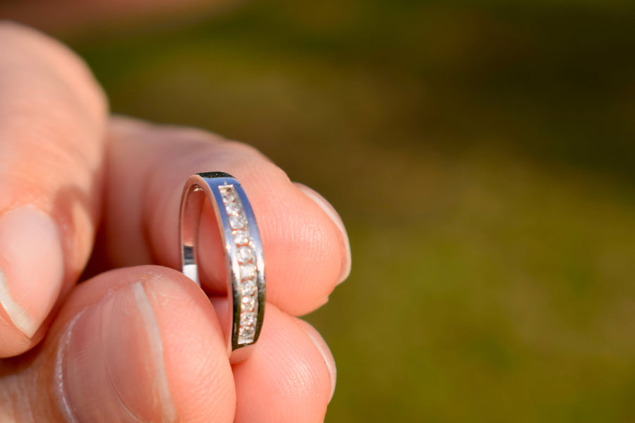 Incredible Mid Century 14k White Gold Diamond Pinky Ring